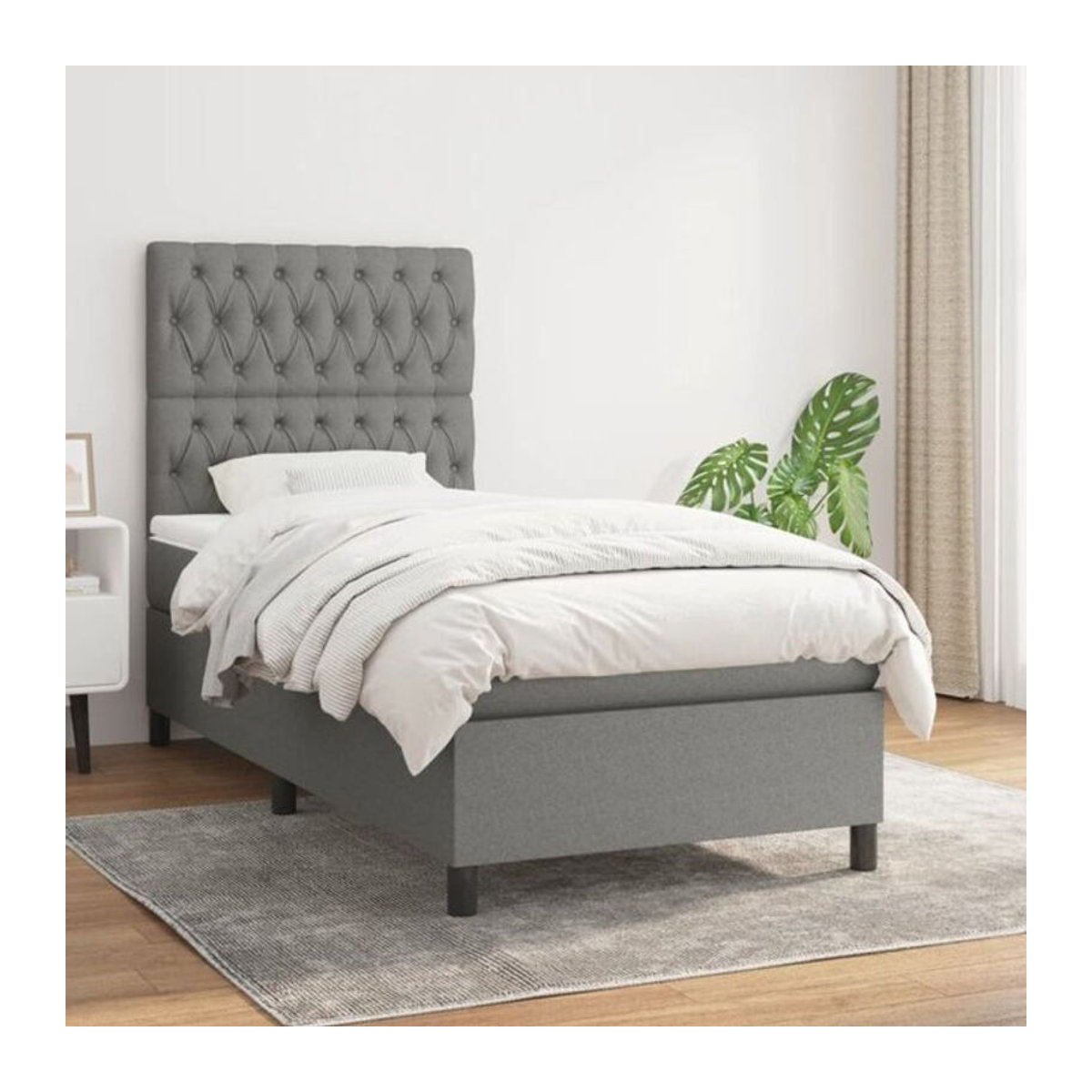 Vidaxl Boxspringbett mit Matratze aus Stoff in Grau B/T/H: 100 x 200 x 118 cm - Bild 1