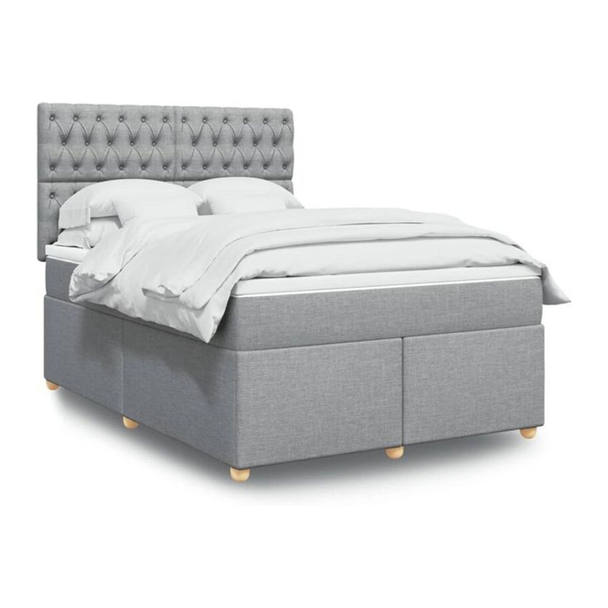 vidaxl Boxspringbett mit Matratze aus Stoff in Grau, B/T/H: 140 x 190 cm - Bild 1