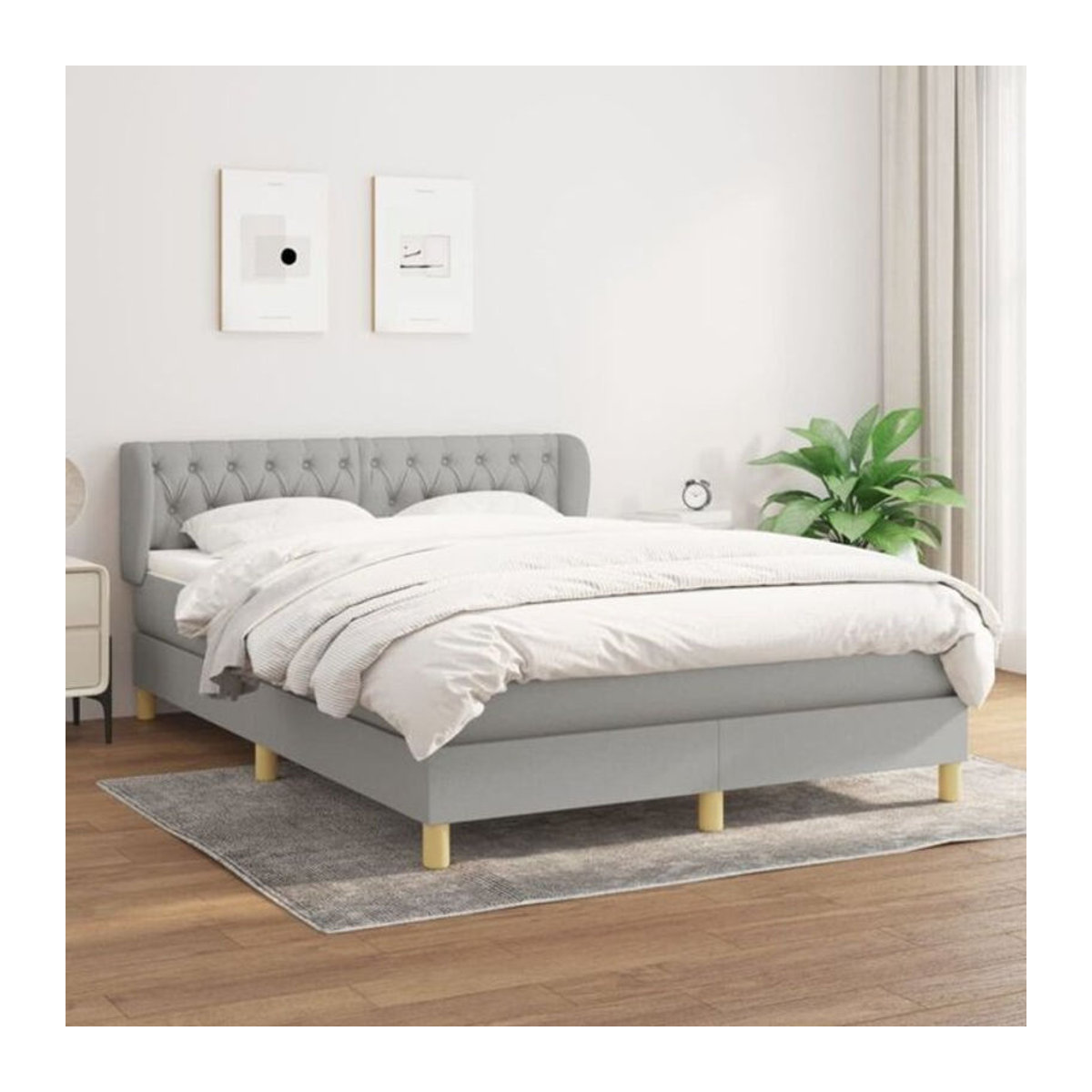 vidaxl Boxspringbett mit Matratze aus Stoff in Grau, B/T/H: 140 x 190 x 88 cm - Bild 1