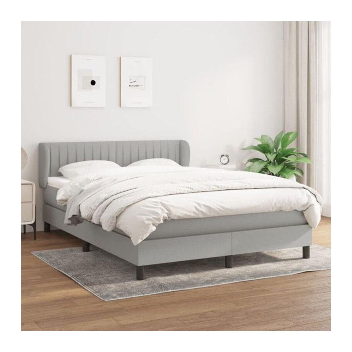 vidaxl Boxspringbett mit Matratze aus Stoff in Grau, B/T/H: 140 x 200 cm - Bild 1