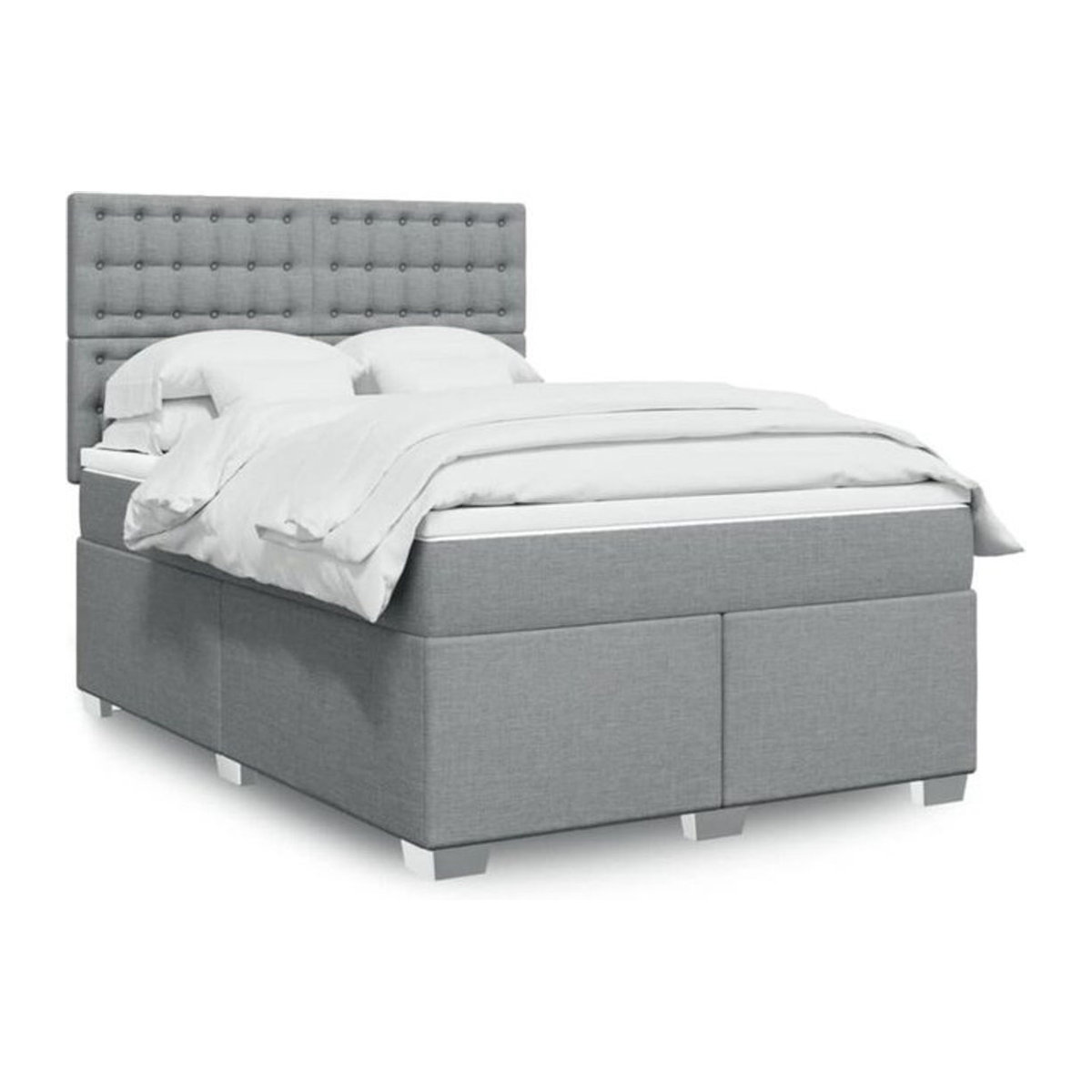Vidaxl Boxspringbett mit Matratze aus Stoff in Grau, B/T/H: 140 x 200 cm - Bild 1