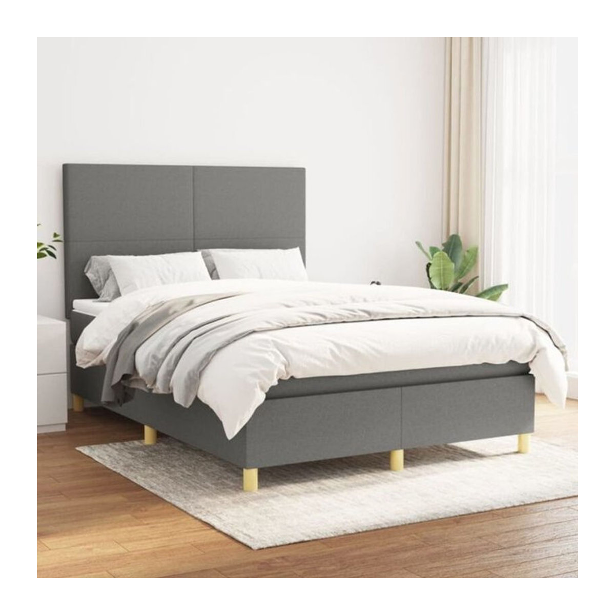 vidaxl Boxspringbett mit Matratze aus Stoff in Grau B/T/H: 140 x 200 cm - Bild 1