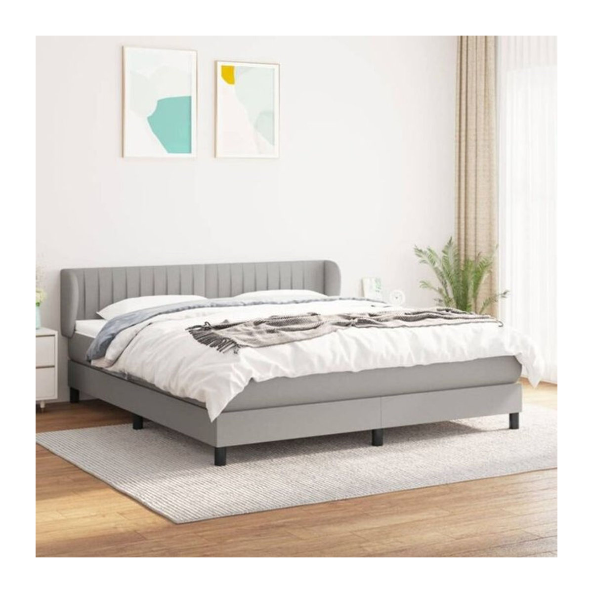 Vidaxl Boxspringbett mit Matratze aus Stoff in Grau, B/T/H: 160 x 200 x 88 cm - Bild 1