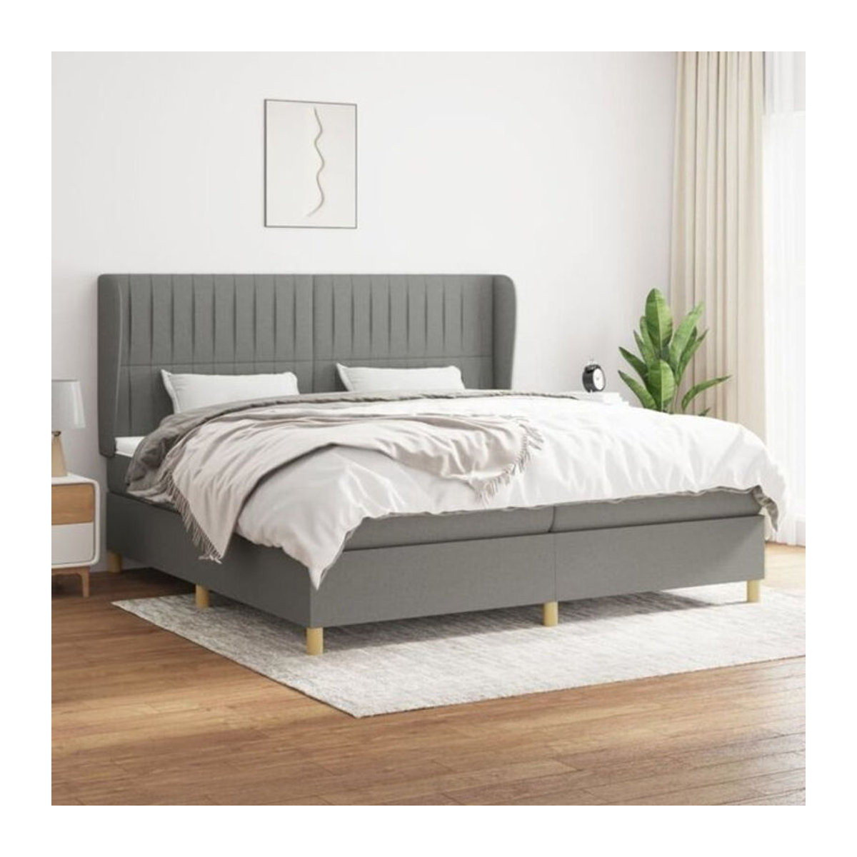 Vidaxl Boxspringbett mit Matratze aus Stoff in Grau, B/T/H: 200 x 200 x 118 cm - Bild 1