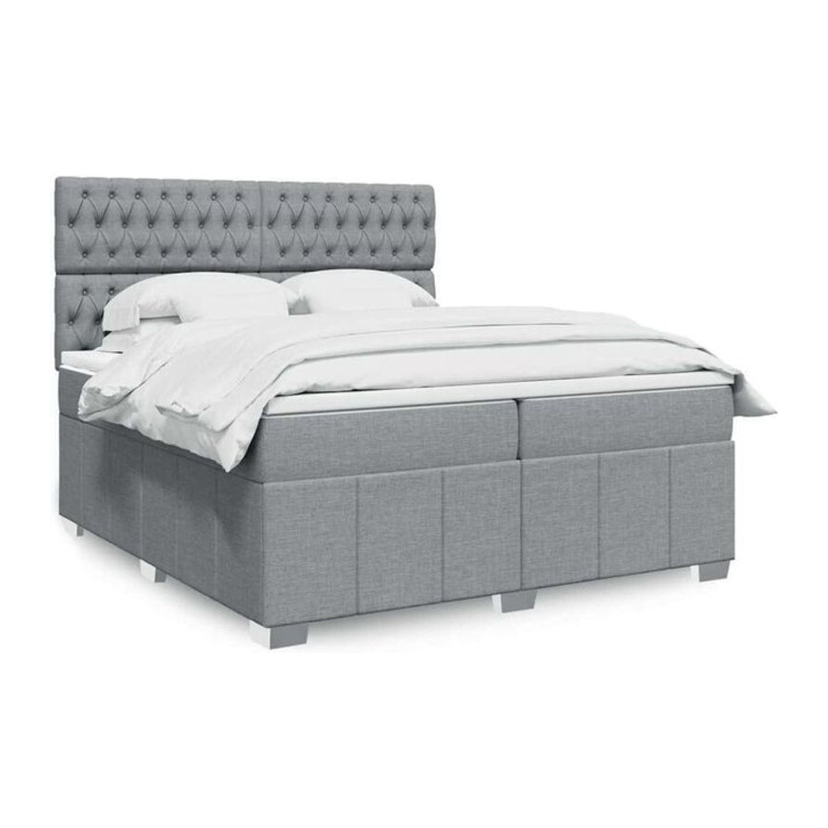 Vidaxl Boxspringbett mit Matratze aus Stoff in Grau B/T/H: 200 x 200 x 150,5 cm - Bild 1