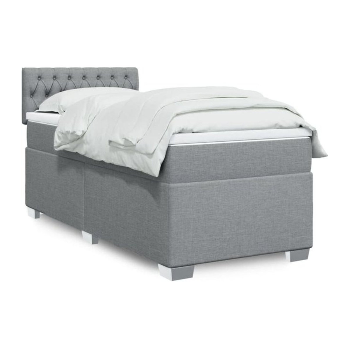 vidaxl Boxspringbett mit Matratze aus Stoff in Grau, B/T/H: 80 x 200 x 100,5 cm - Bild 1