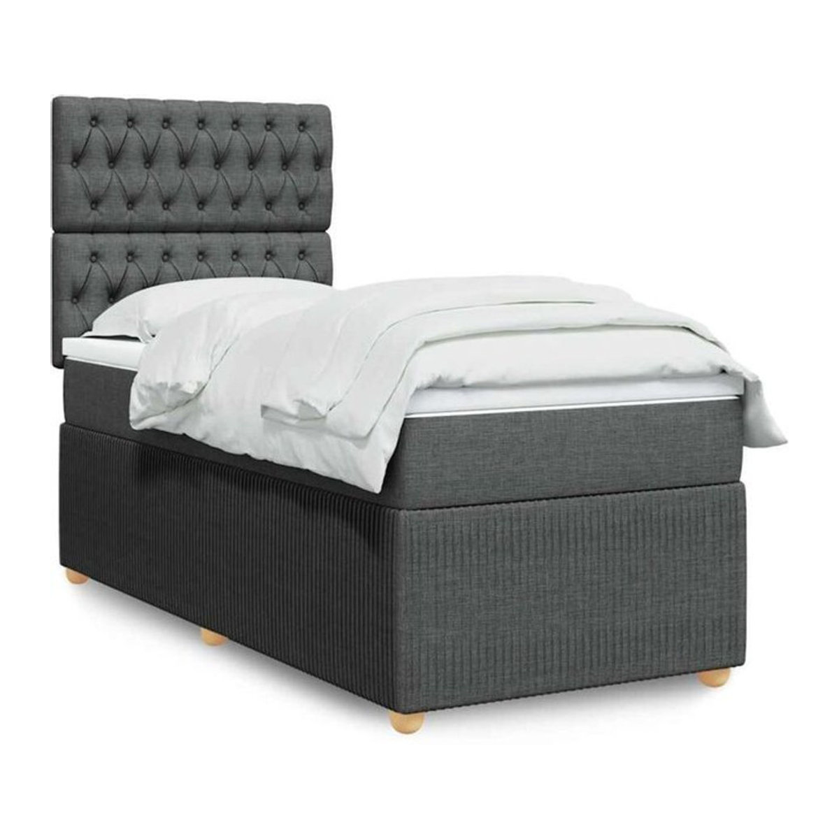 vidaxl Boxspringbett mit Matratze aus Stoff in Grau B/T/H: 80 x 200 x 140,5 cm - Bild 1