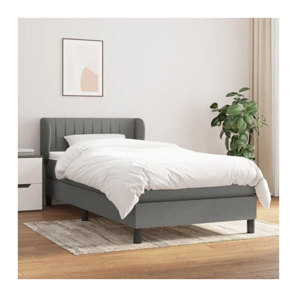 vidaxl Boxspringbett mit Matratze aus Stoff in Grau, B/T/H: 80 x 200 x 83 cm - Bild 1