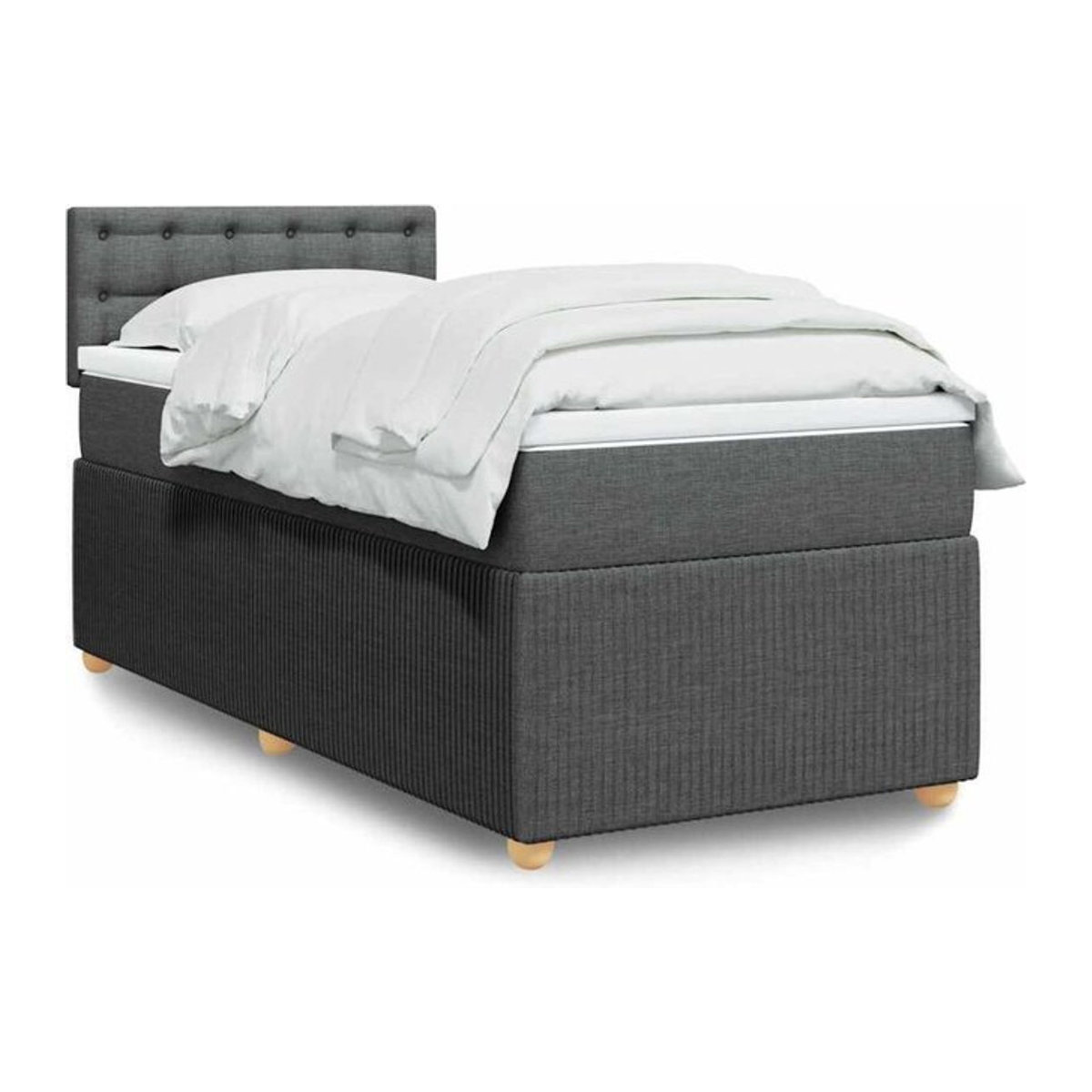 vidaxl Boxspringbett mit Matratze aus Stoff in Grau, B/T/H: 90 x 190 x 100,5 cm - Bild 1
