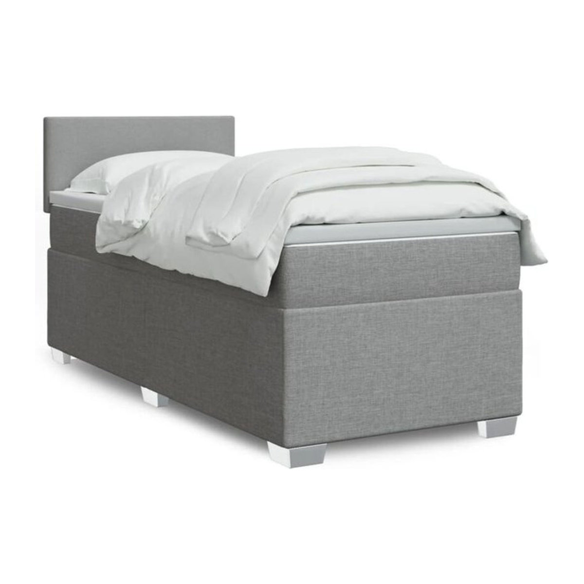 vidaxl Boxspringbett mit Matratze aus Stoff in Grau, B/T/H: 90 x 190 x 100,5 cm - Bild 1