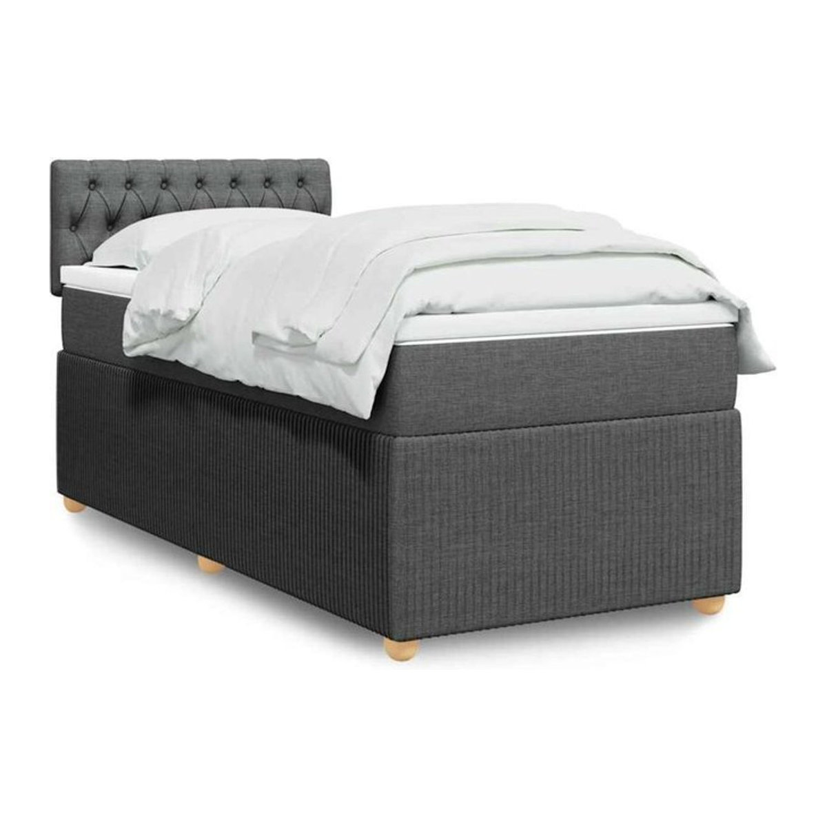 vidaxl Boxspringbett mit Matratze aus Stoff in Grau B/T/H: 90 x 190 x 100,5 cm - Bild 1