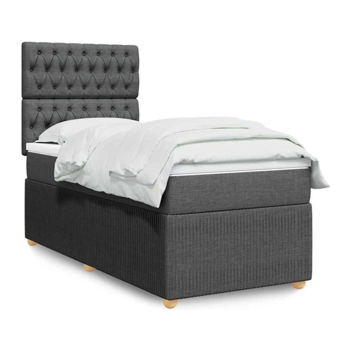vidaxl Boxspringbett mit Matratze aus Stoff in Grau, B/T/H: 90 x 190 x 140,5 cm - Bild 1