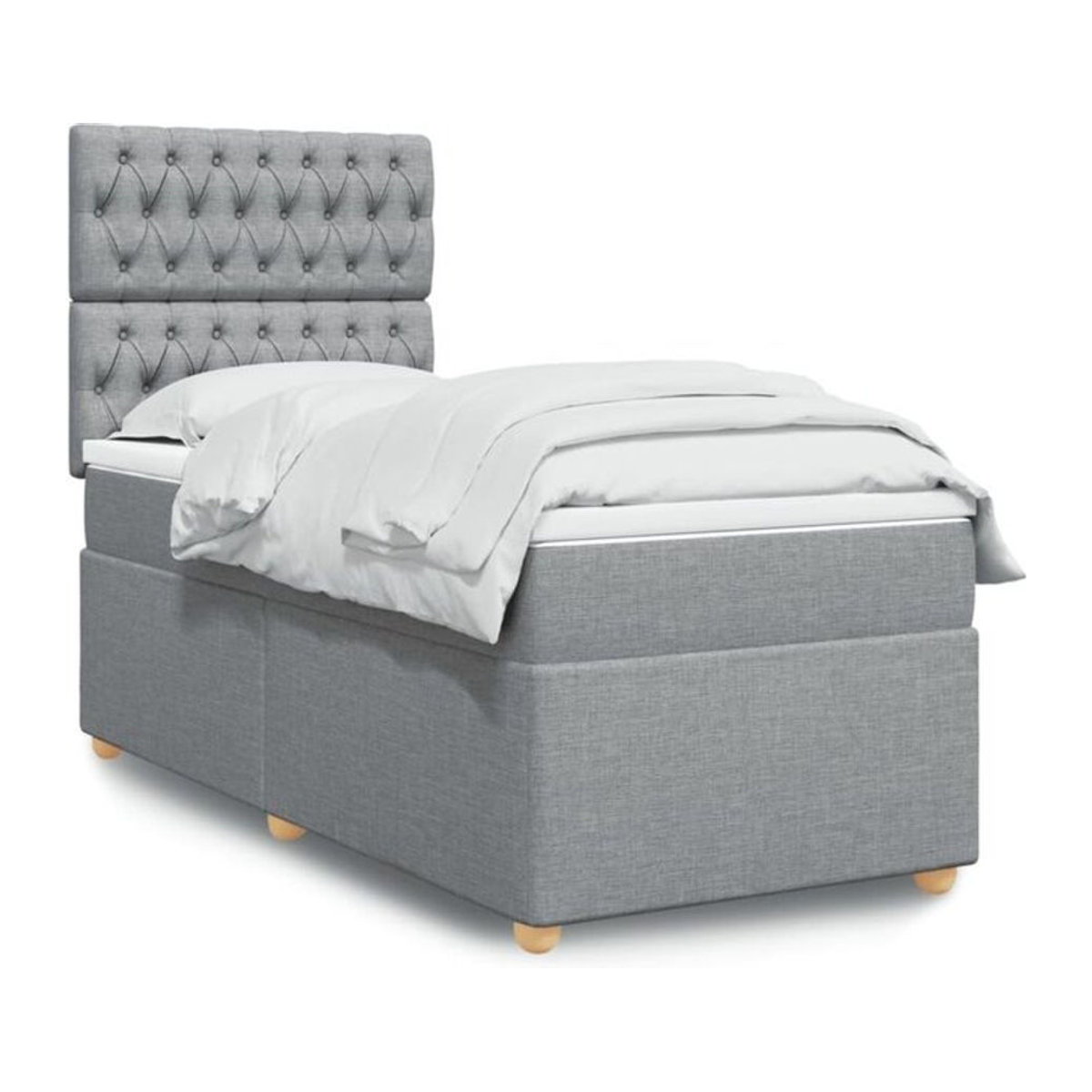 vidaxl Boxspringbett mit Matratze aus Stoff in Grau, B/T/H: 90 x 190 x 140,5 cm - Bild 1