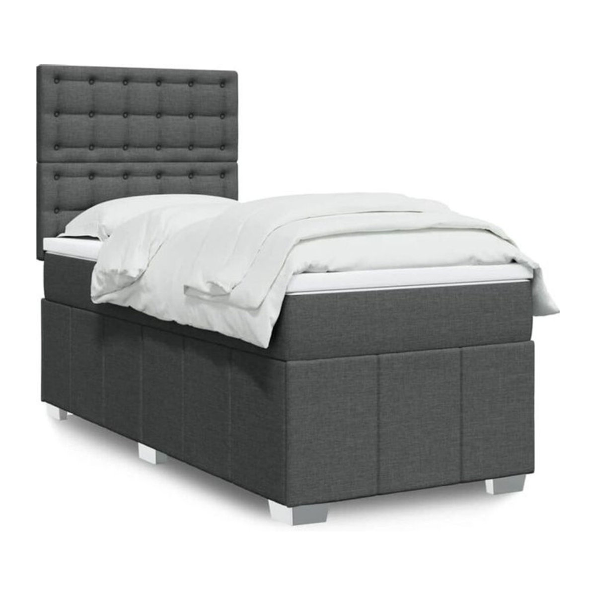 vidaxl Boxspringbett mit Matratze aus Stoff in Grau B/T/H: 90 x 190 x 150,5 cm - Bild 1