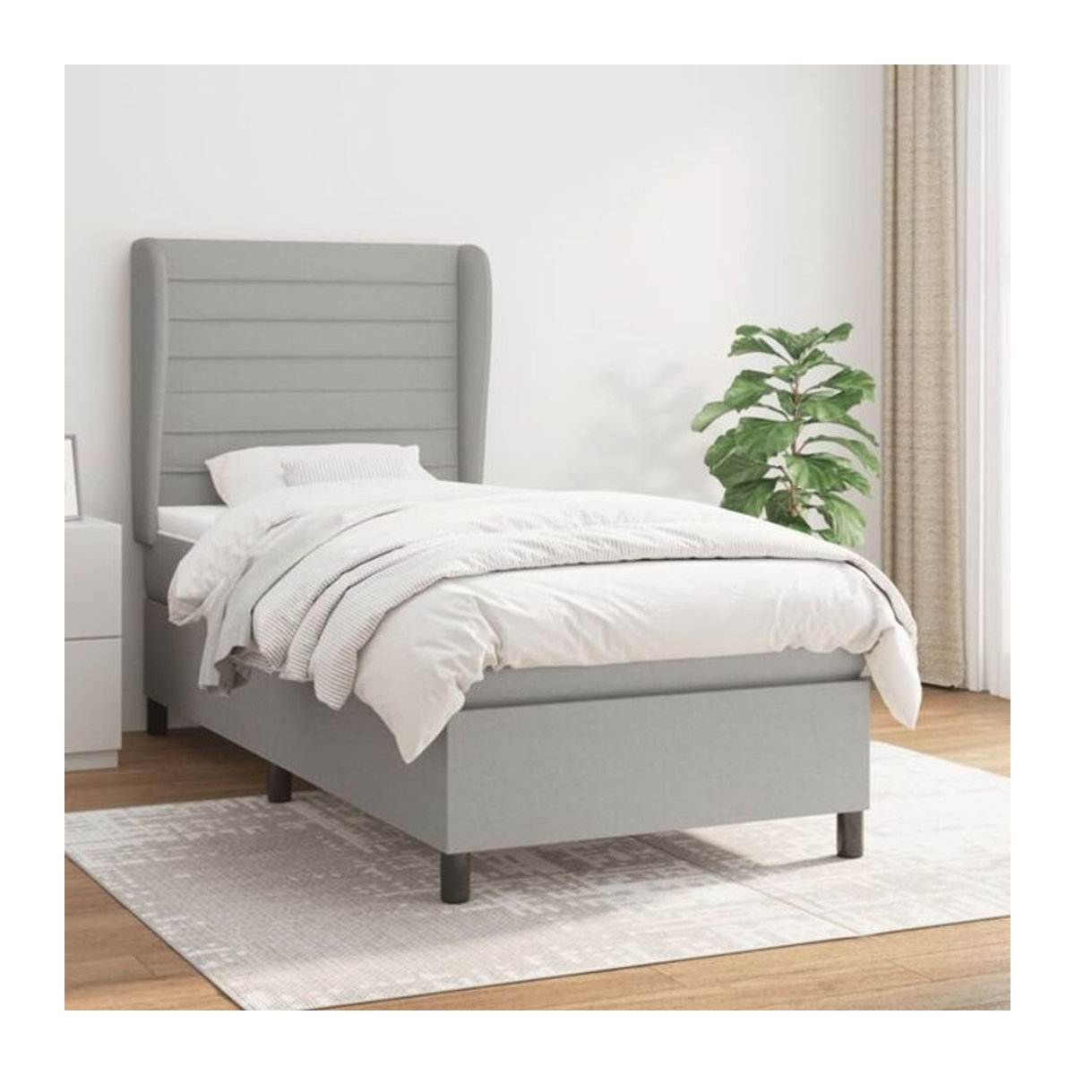 Vidaxl Boxspringbett mit Matratze aus Stoff in Grau, B/T/H: 90 x 200 cm - Bild 1