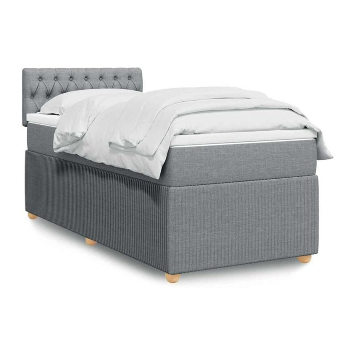 vidaxl Boxspringbett mit Matratze aus Stoff in Grau, B/T/H: 90 x 200 x 100,5 cm - Bild 1