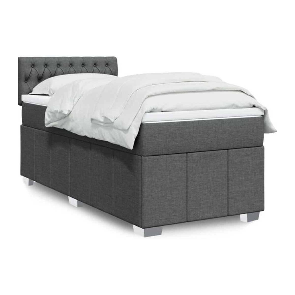 Vidaxl Boxspringbett mit Matratze aus Stoff in Grau, B/T/H: 90 x 200 x 100,5 cm - Bild 1