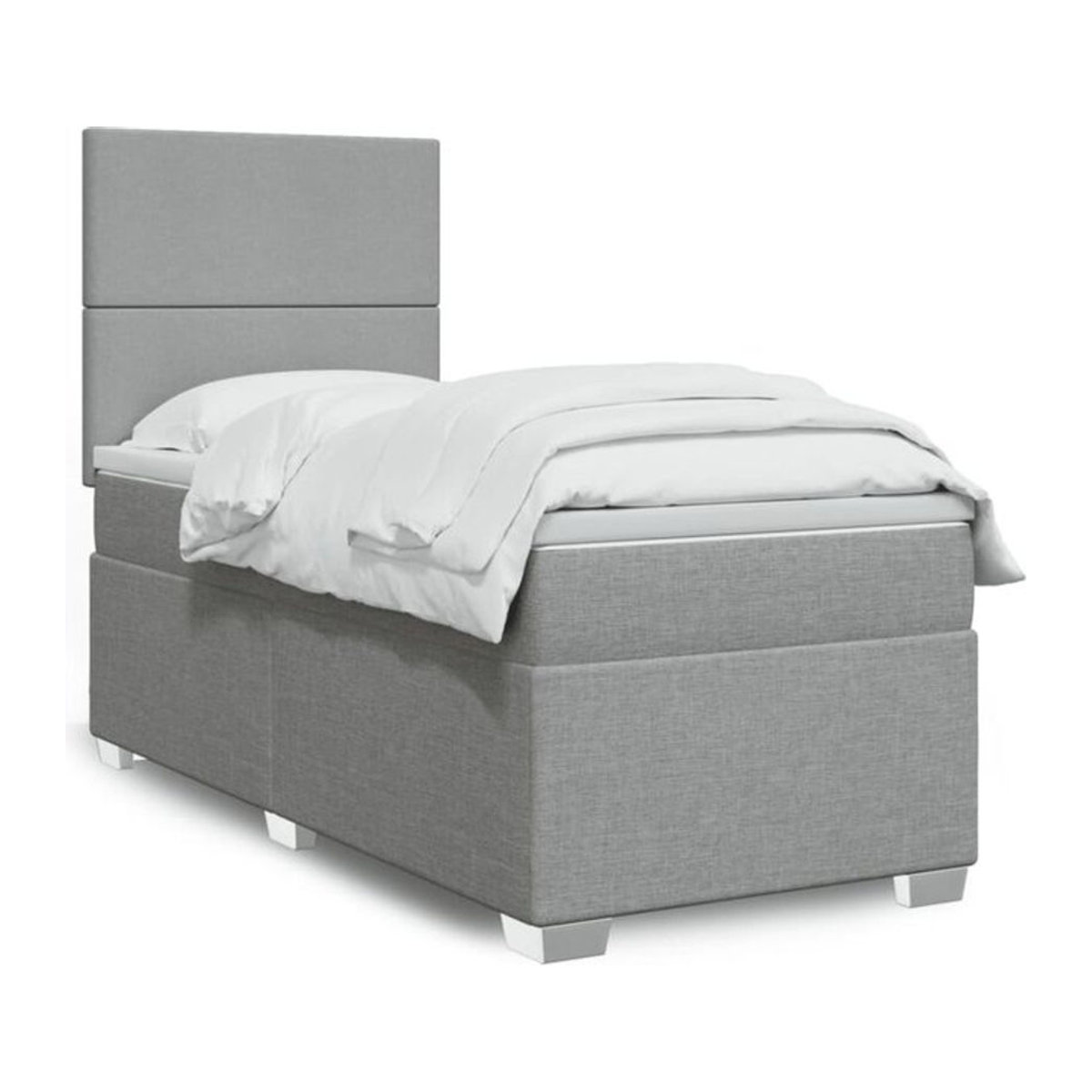 vidaxl Boxspringbett mit Matratze aus Stoff in Grau, B/T/H: 90 x 200 x 150,5 cm - Bild 1