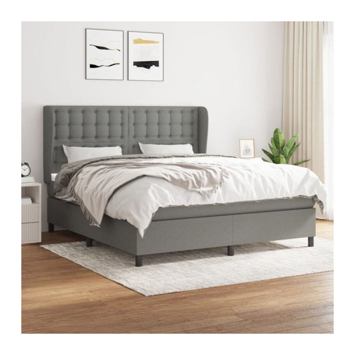 Vidaxl Boxspringbett mit Matratze aus Stoff in Grau und Anthrazit B/T/H: 180 x 200 x 118 cm - Bild 1