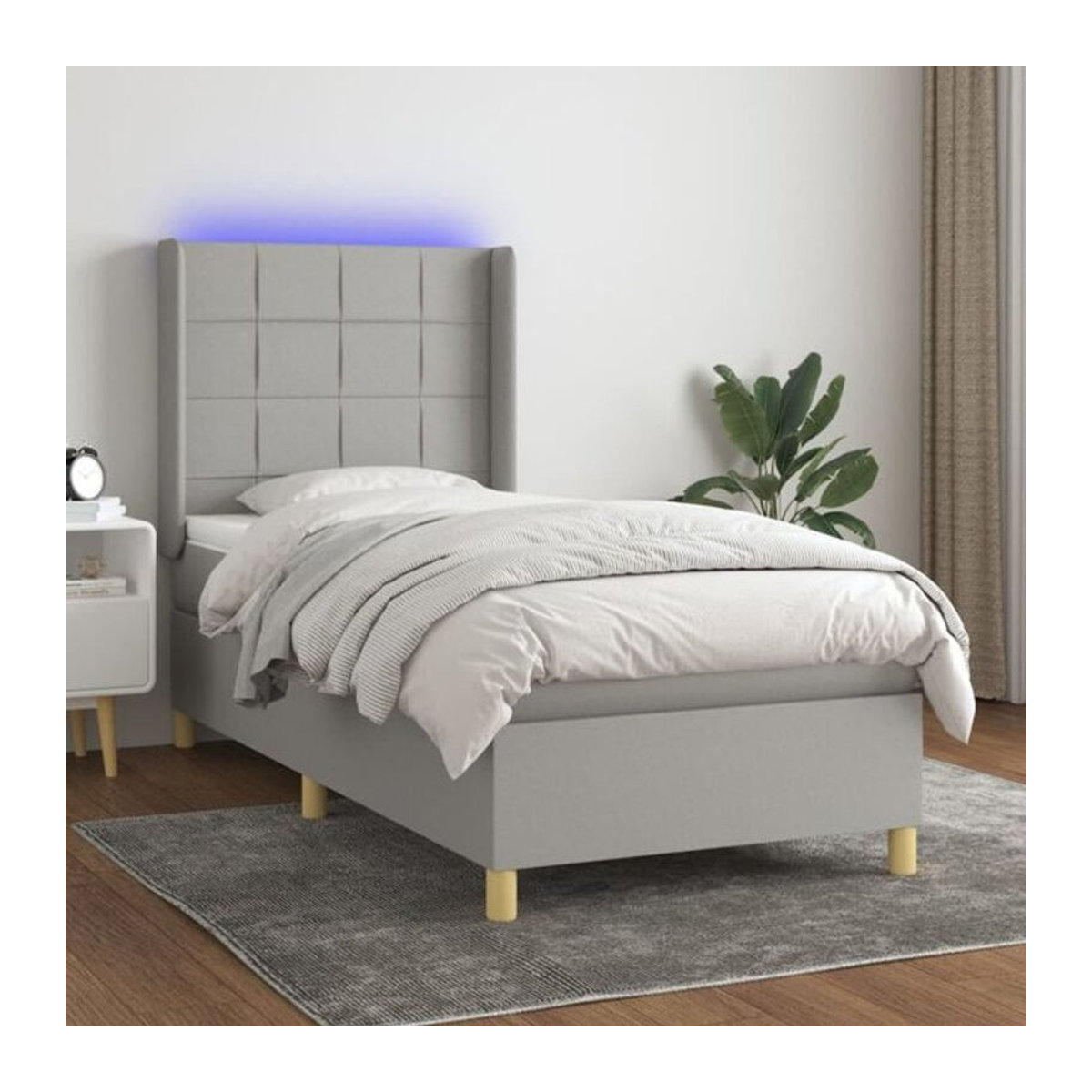 Vidaxl Boxspringbett mit Matratze aus Stoff in Grau und Weiß, B/B: 80 x 200 cm - Bild 1