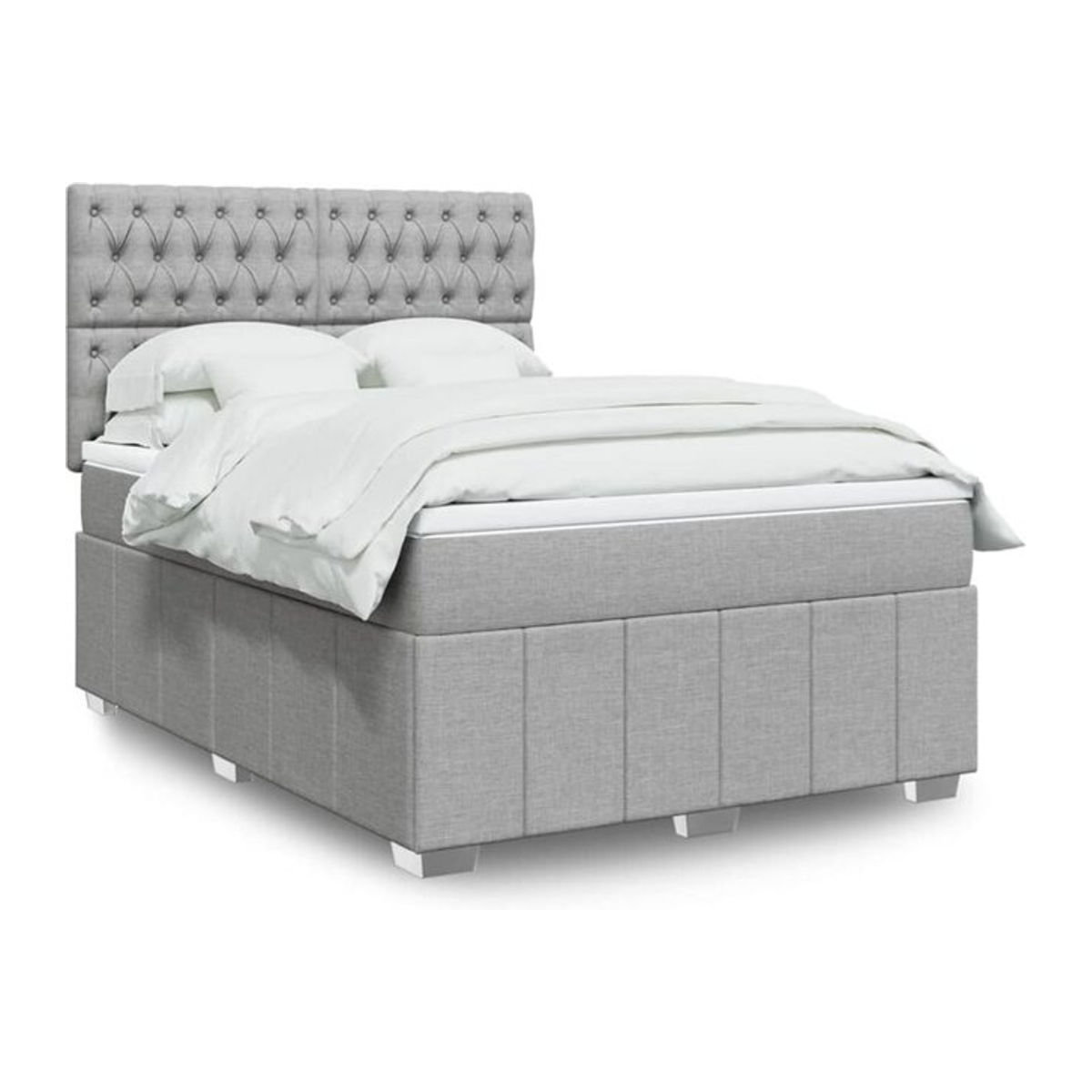 Vidaxl Boxspringbett mit Matratze aus Stoff in Grau und Weiß, B/T/H: 140 x 200 cm - Bild 1