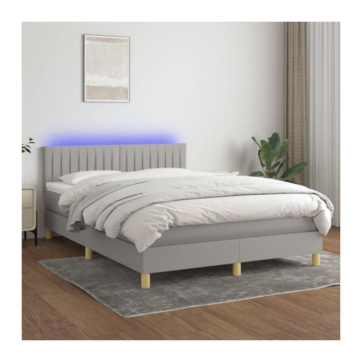 Vidaxl Boxspringbett mit Matratze aus Stoff in Grau und Weiß, B/T/H: 140 x 200 x 78 cm - Bild 1