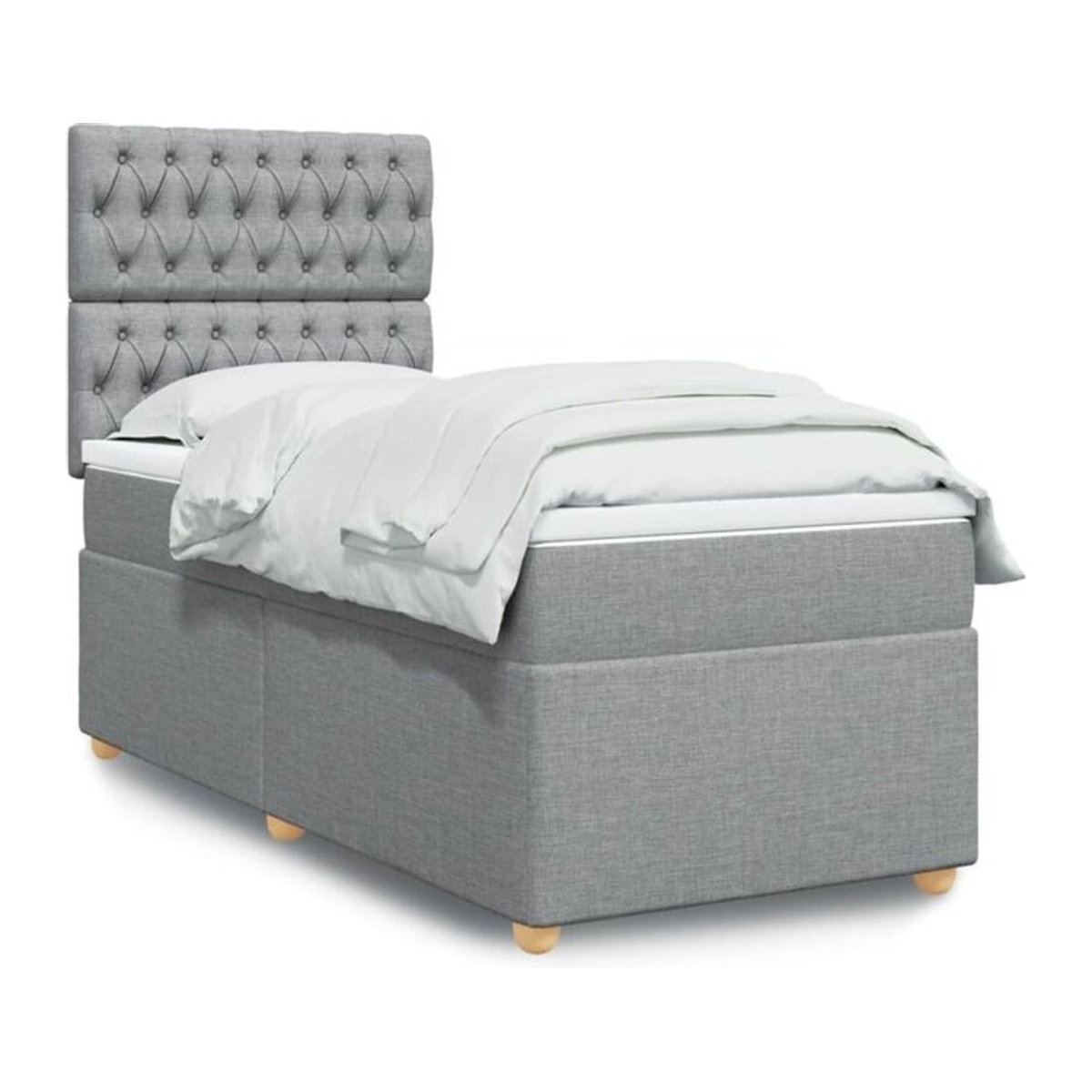 vidaxl Boxspringbett mit Matratze aus Stoff in Grau und Weiß, B/T/H: 80 x 200 x 150,5 cm - Bild 1