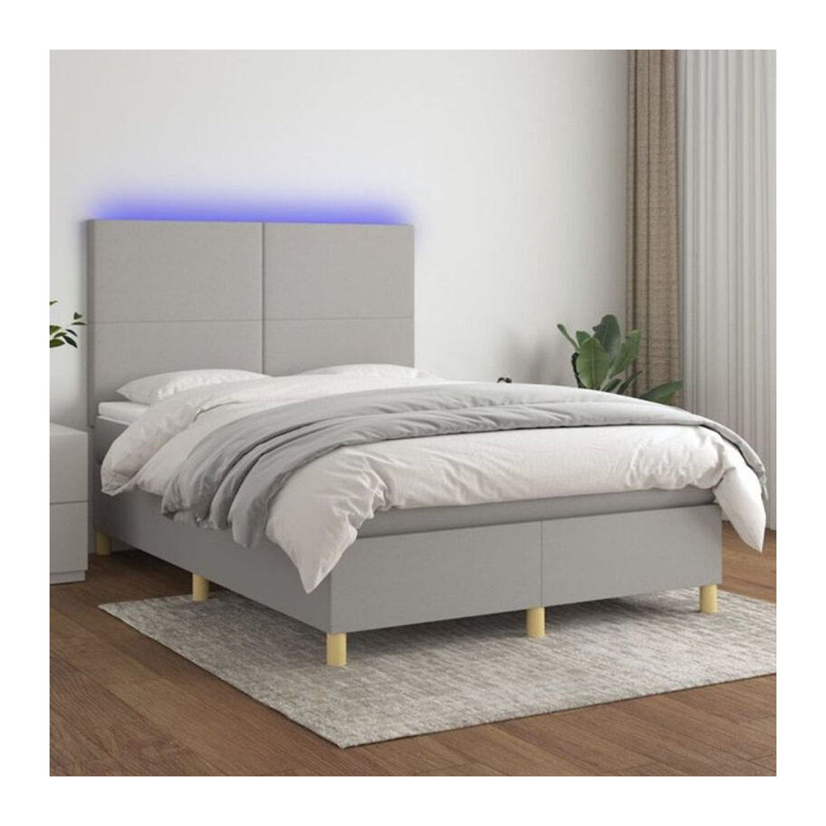 vidaxl Boxspringbett mit Matratze aus Stoff in Hellgrau B/T/H: 140 x 190 cm - Bild 1