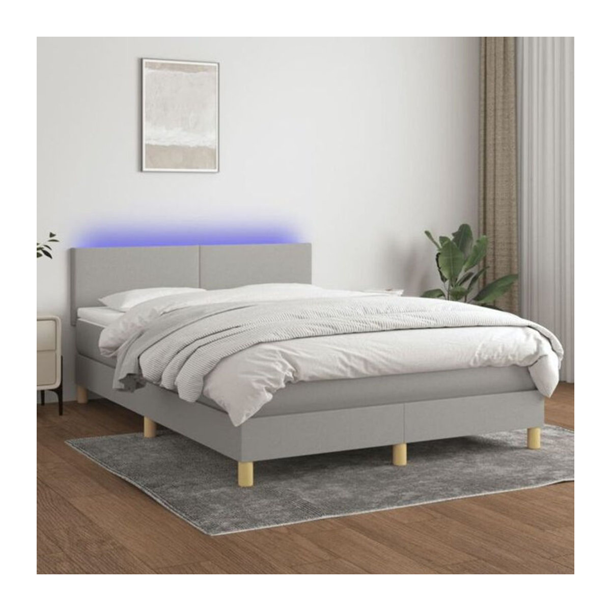 vidaxl Boxspringbett mit Matratze aus Stoff in Hellgrau B/T/H: 140 x 200 cm - Bild 1