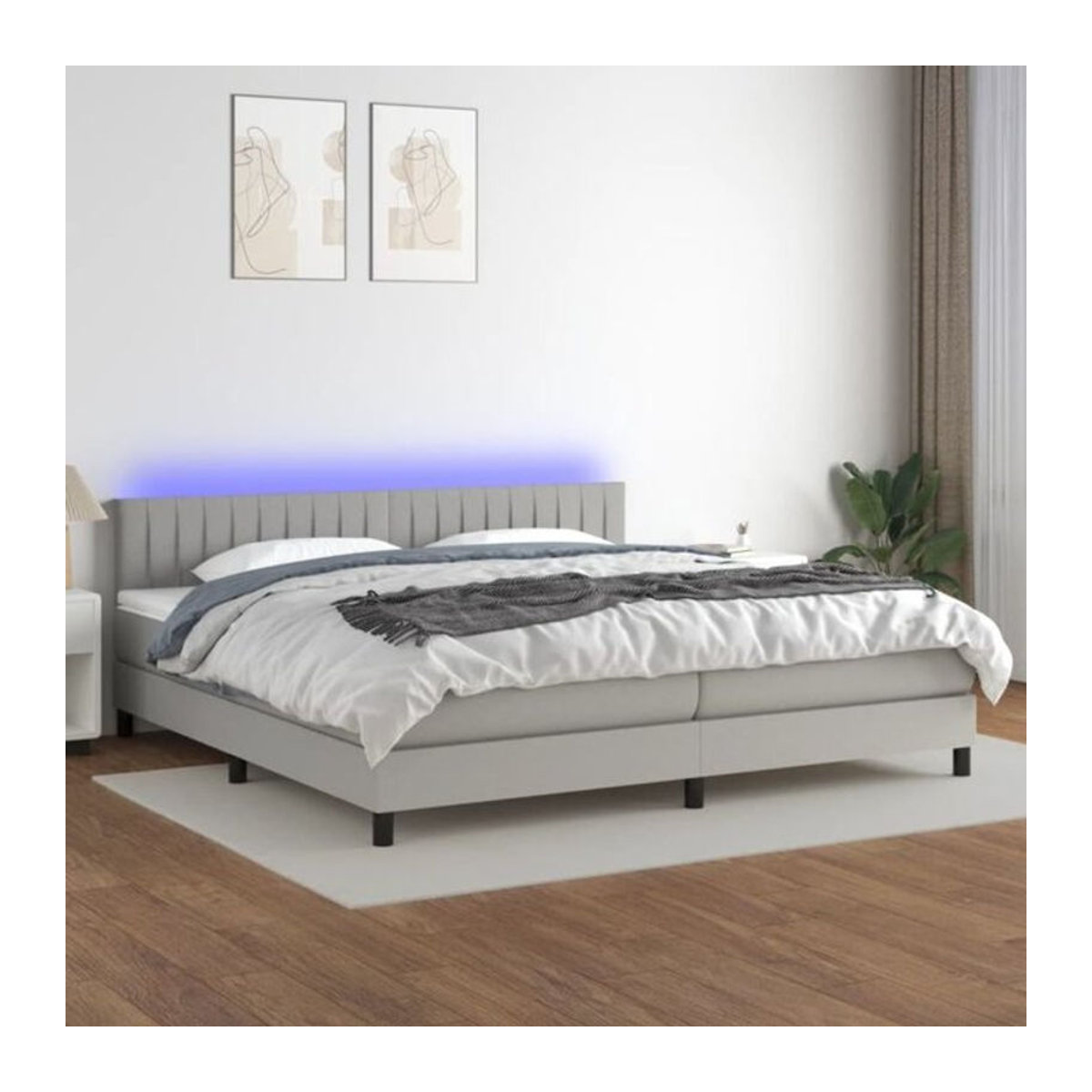 vidaxl Boxspringbett mit Matratze aus Stoff in Hellgrau B/T/H: 200 x 200 x 78 cm - Bild 1
