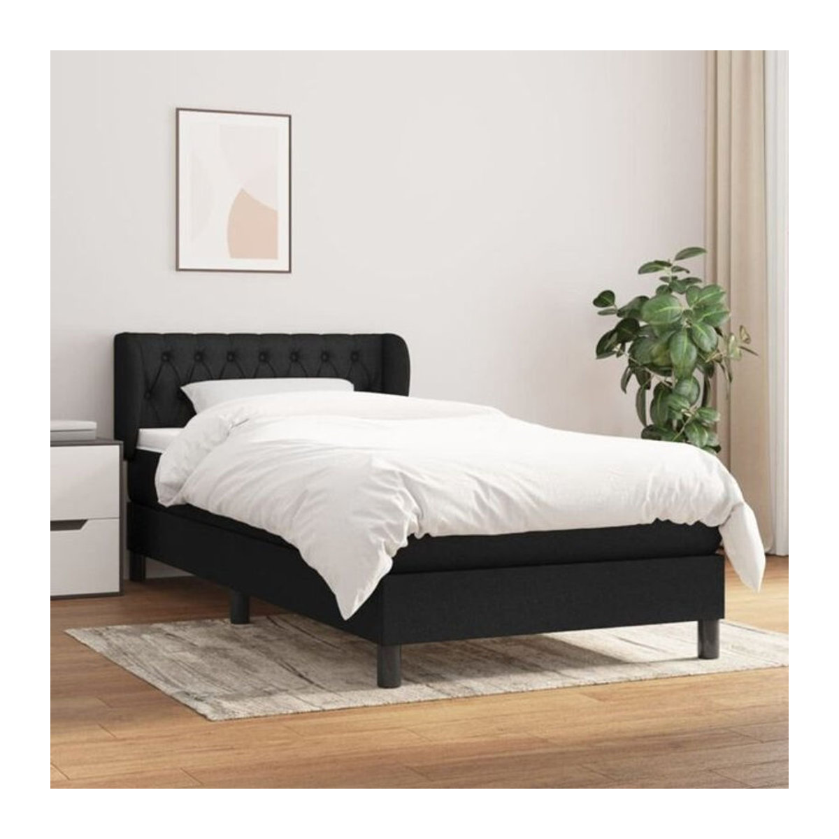Vidaxl Boxspringbett mit Matratze aus Stoff in Schwarz B: 100 cm, L: 200 cm - Bild 1