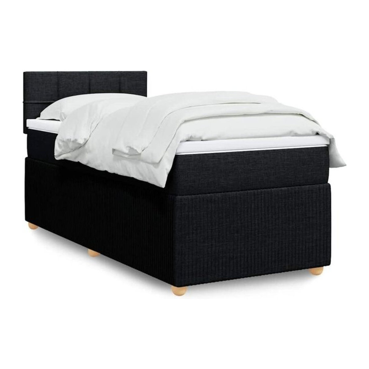 vidaxl Boxspringbett mit Matratze aus Stoff in Schwarz B: 90 cm, L: 200 cm - Bild 1