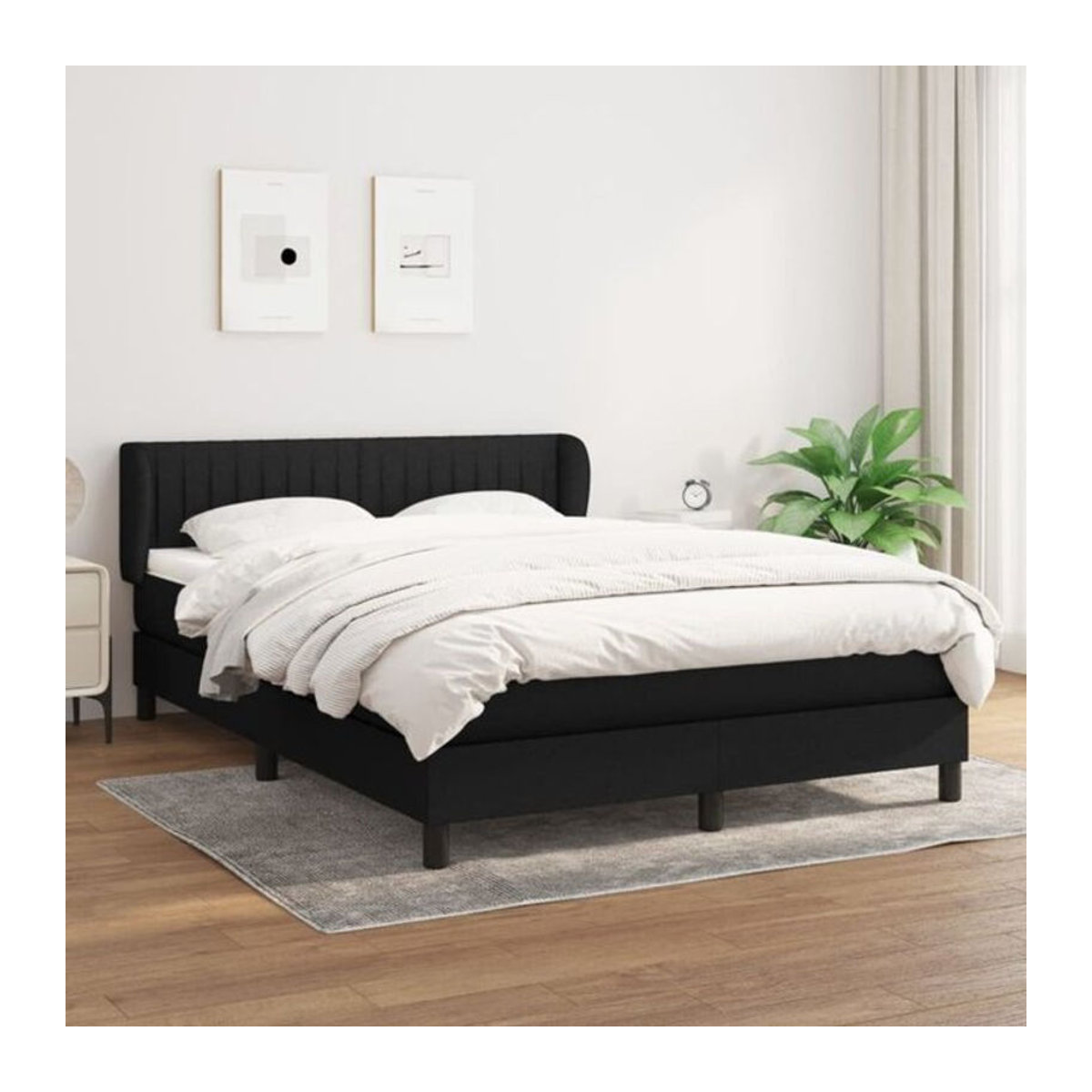 vidaxl Boxspringbett mit Matratze aus Stoff in Schwarz B/B: 140 x 190 cm - Bild 1
