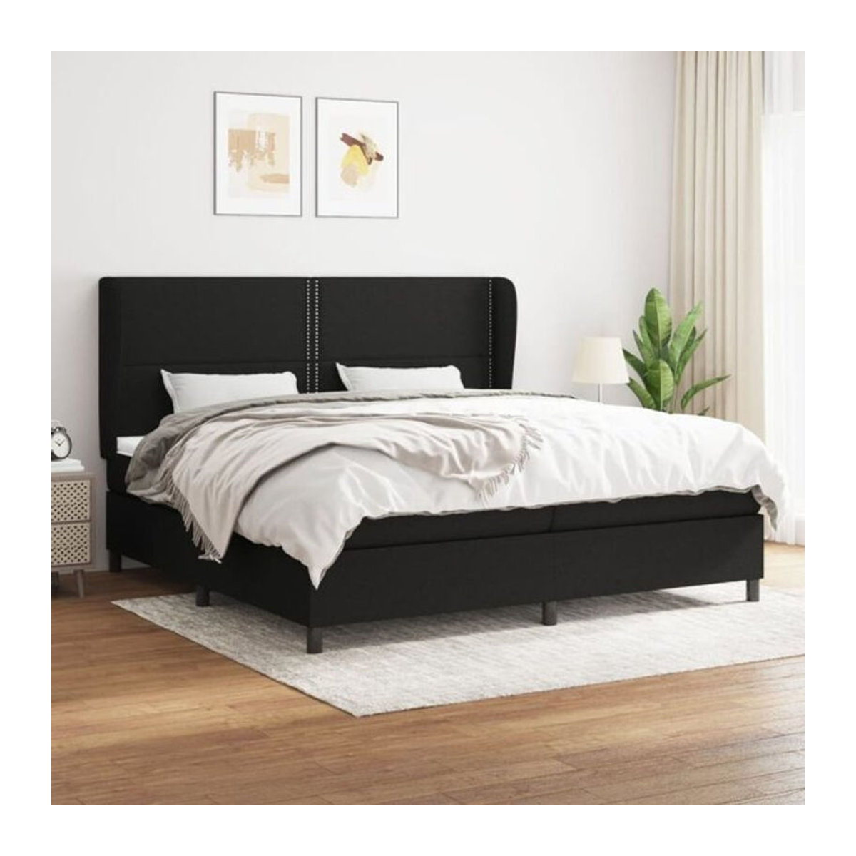 vidaxl Boxspringbett mit Matratze aus Stoff in Schwarz B/T: 200 x 200 cm - Bild 1