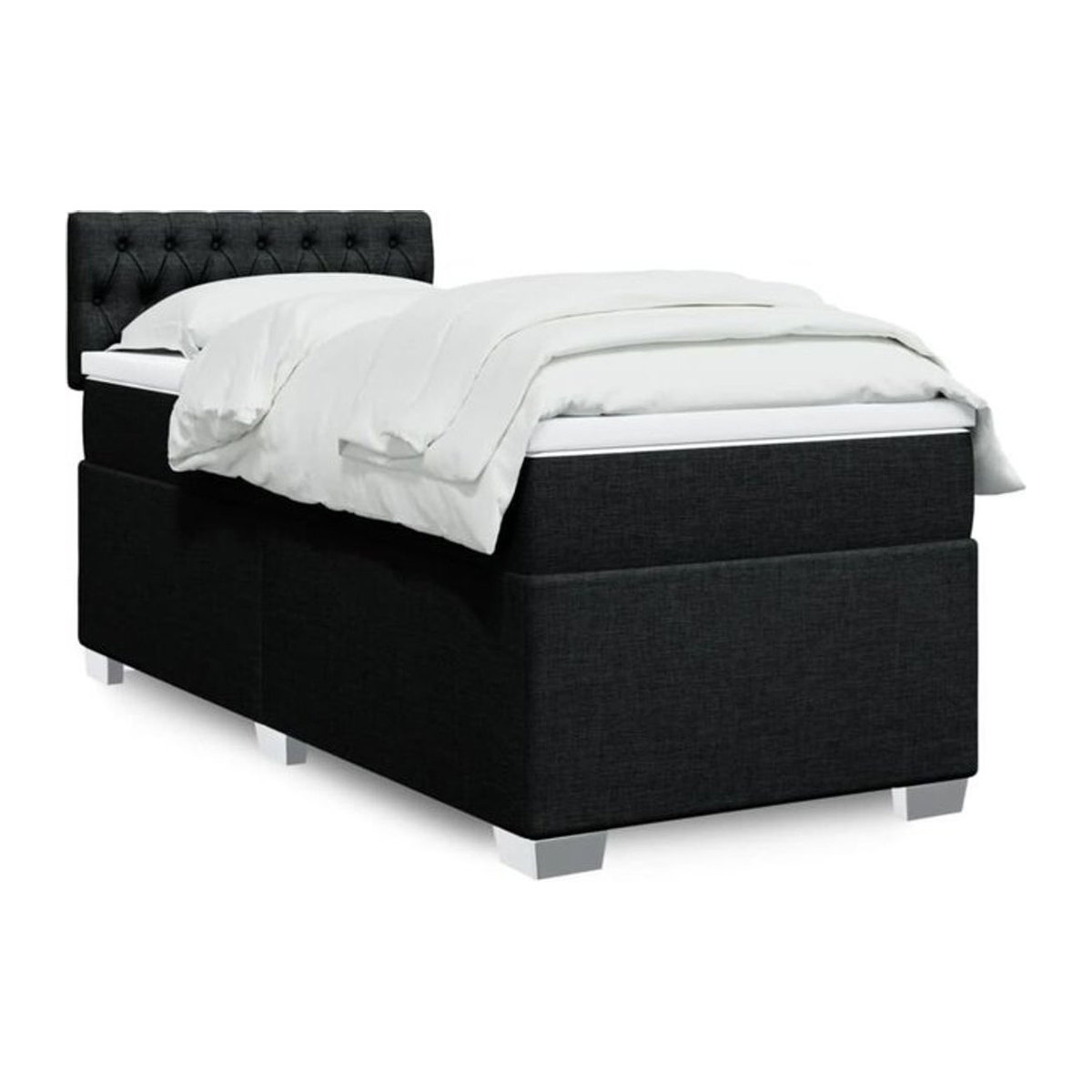 vidaxl Boxspringbett mit Matratze aus Stoff in Schwarz B/T/H: 100 x 200 x 100,5 cm - Bild 1