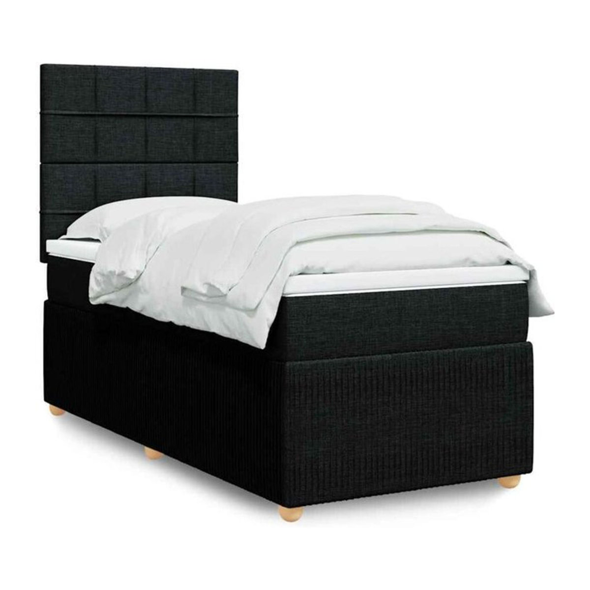 Vidaxl Boxspringbett mit Matratze aus Stoff in Schwarz B/T/H: 100 x 200 x 140,5 cm - Bild 1