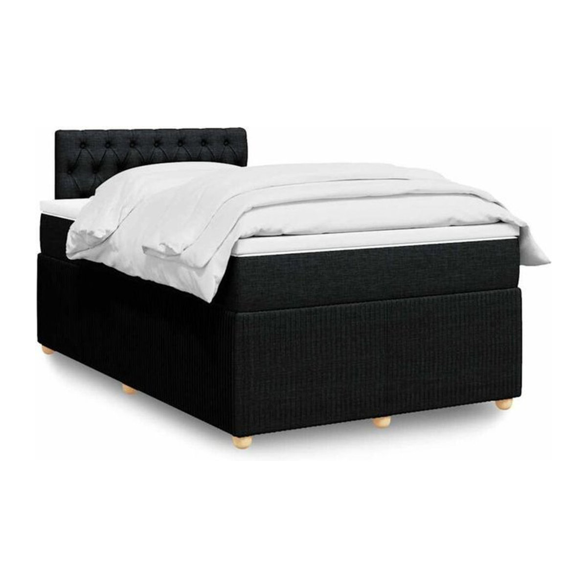 vidaxl Boxspringbett mit Matratze aus Stoff in Schwarz, B/T/H: 120 x 190 cm - Bild 1