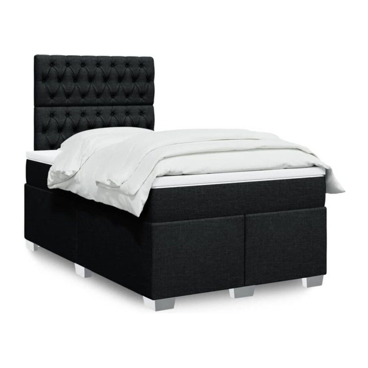 Vidaxl Boxspringbett mit Matratze aus Stoff in Schwarz B/T/H: 120 x 190 x 140,5 cm - Bild 1