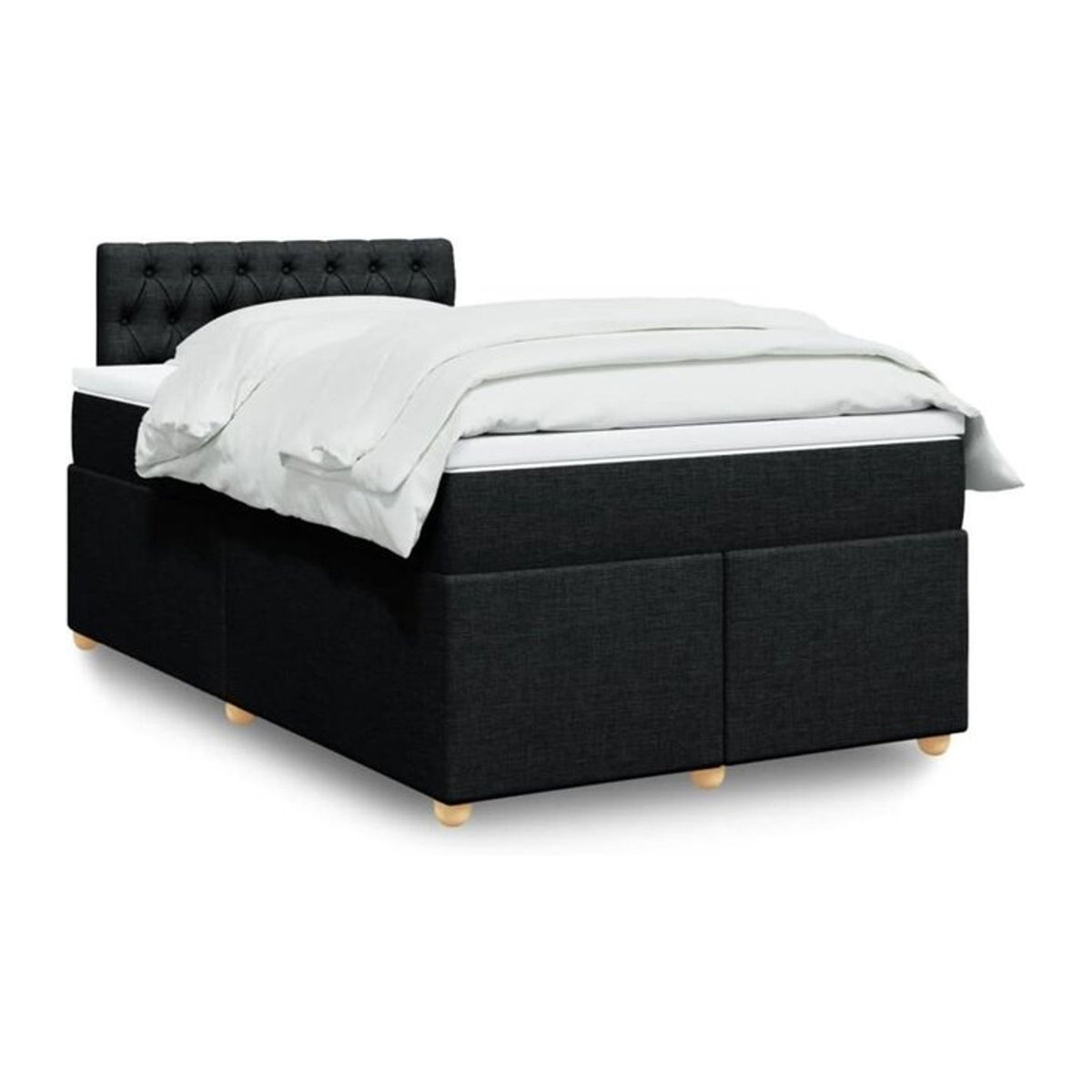 Vidaxl Boxspringbett mit Matratze aus Stoff in Schwarz, B/T/H: 120 x 200 x 100,5 cm - Bild 1