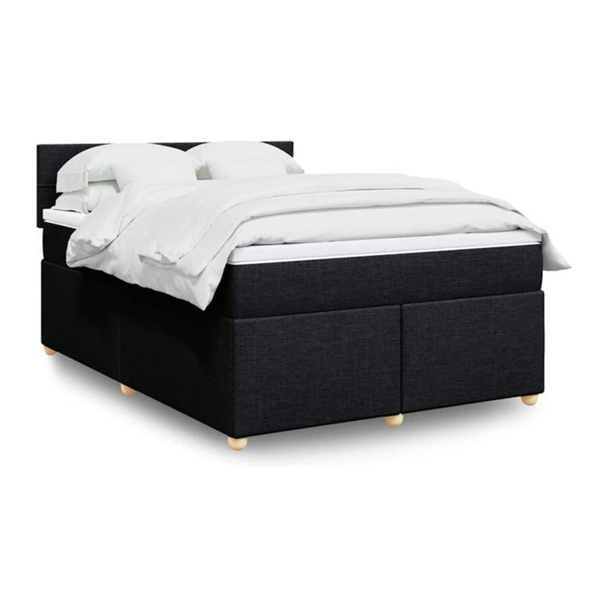 Vidaxl Boxspringbett mit Matratze aus Stoff in Schwarz, B/T/H: 140 x 190 cm - Bild 1