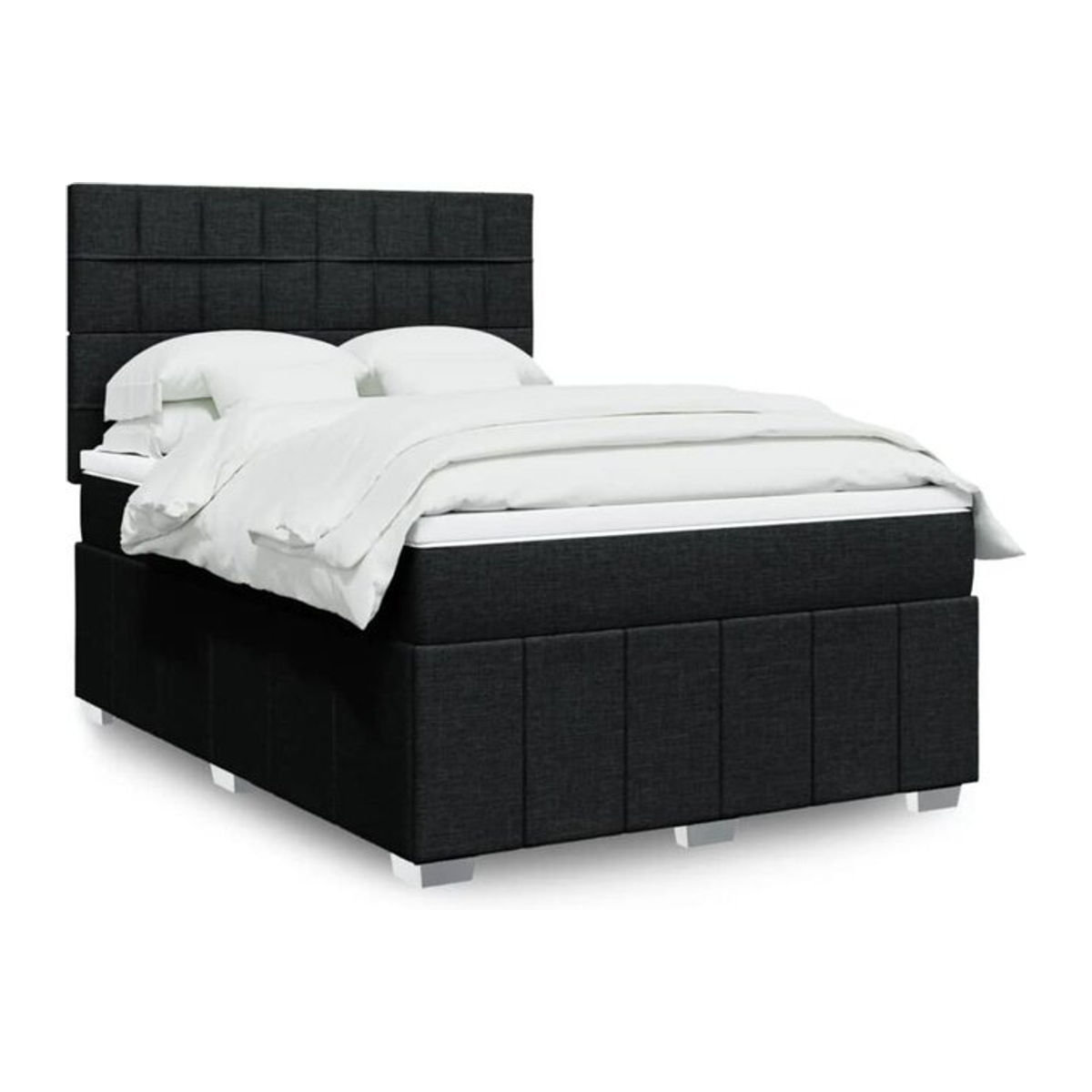 vidaxl Boxspringbett mit Matratze aus Stoff in Schwarz B/T/H: 140 x 190 cm - Bild 1