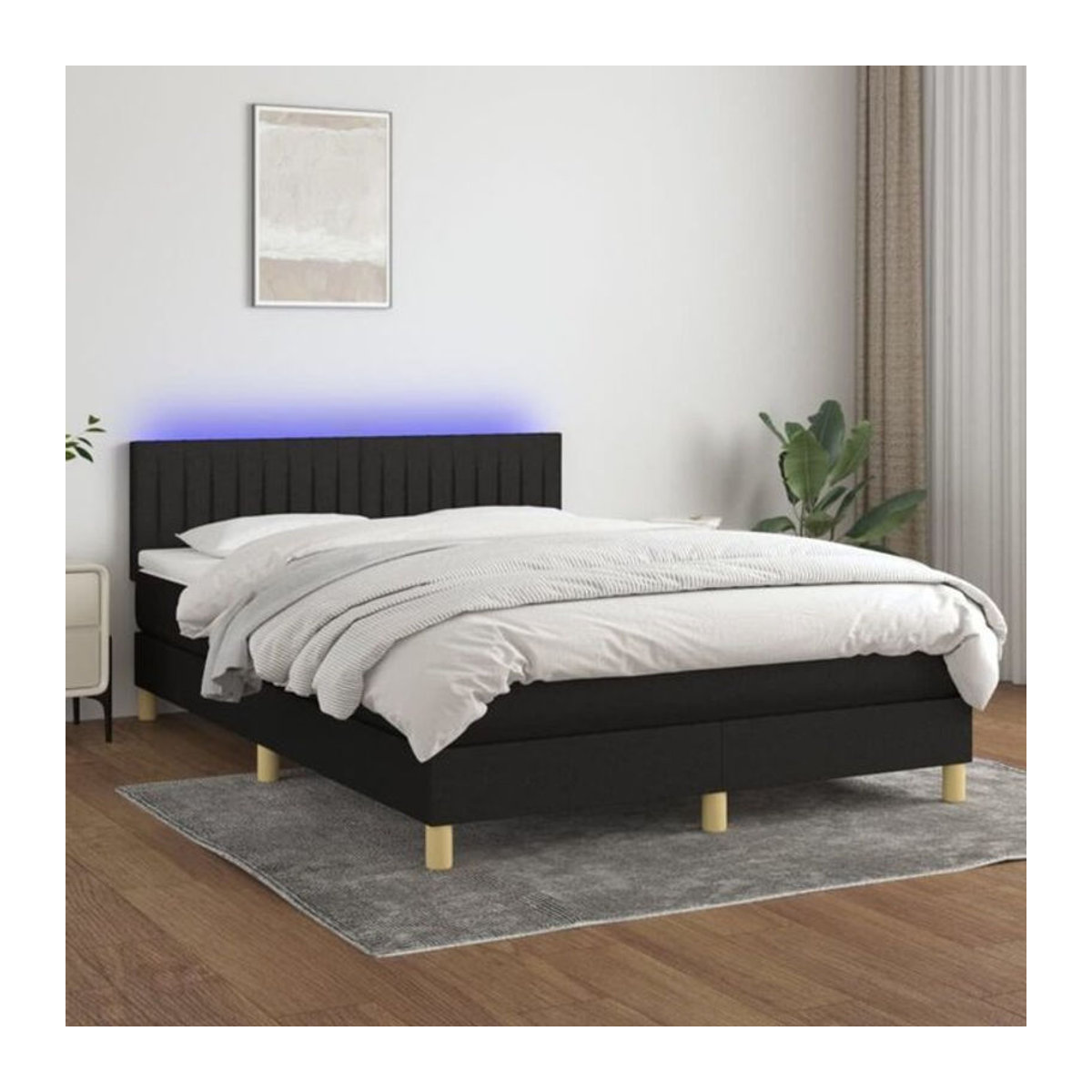 vidaxl Boxspringbett mit Matratze aus Stoff in Schwarz, B/T/H: 140 x 190 x 78 cm - Bild 1