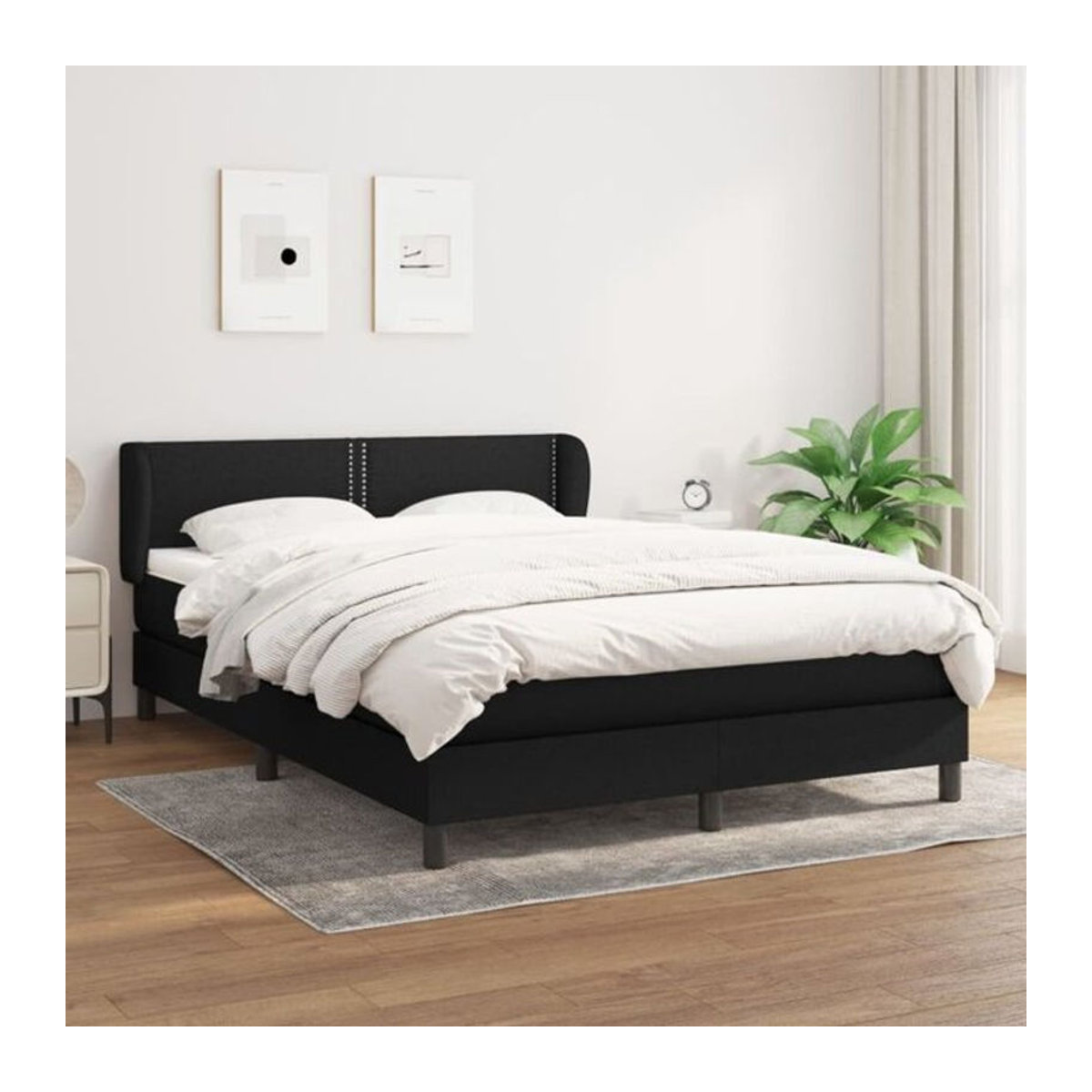 Vidaxl Boxspringbett mit Matratze aus Stoff in Schwarz, B/T/H: 140 x 190 x 78 cm - Bild 1