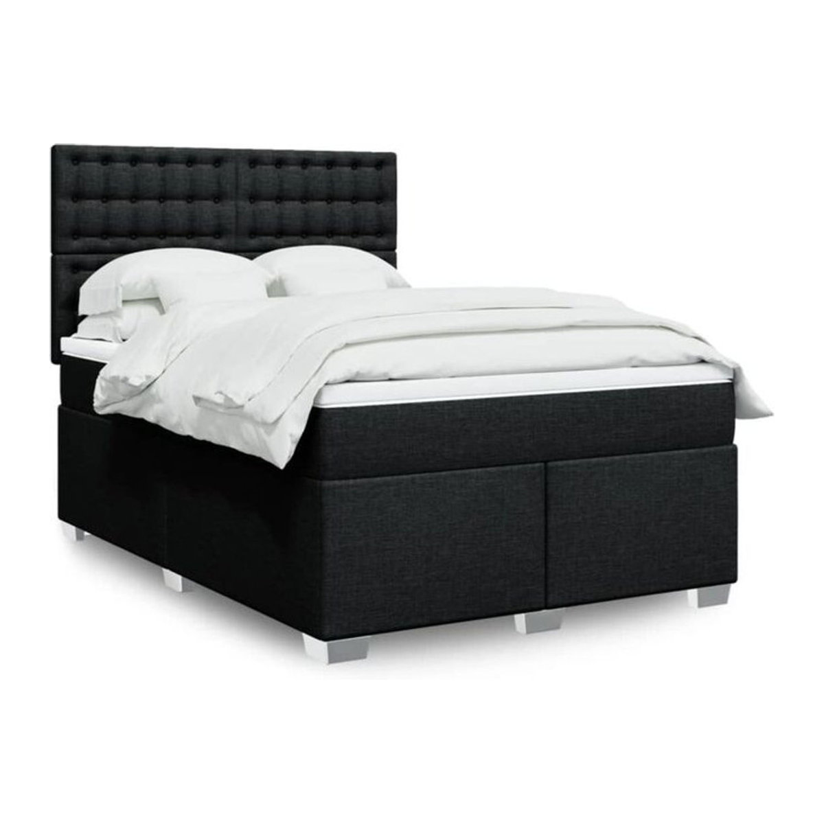 Vidaxl Boxspringbett mit Matratze aus Stoff in Schwarz B/T/H: 140 x 200 cm - Bild 1