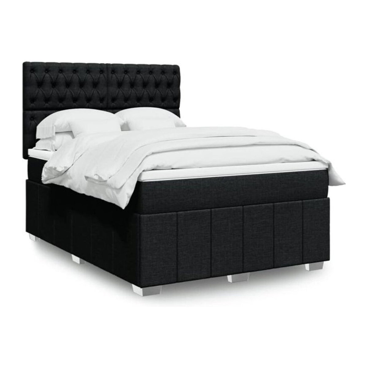 Vidaxl Boxspringbett mit Matratze aus Stoff in Schwarz, B/T/H: 140 x 200 cm - Bild 1