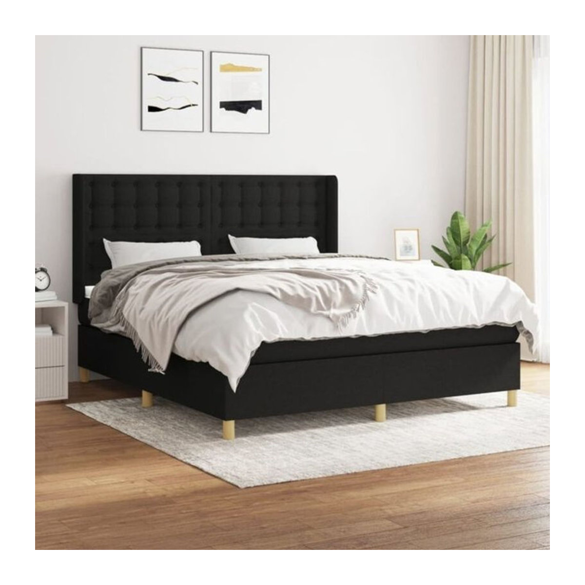 Vidaxl Boxspringbett mit Matratze aus Stoff in Schwarz, B/T/H: 160 x 200 cm - Bild 1