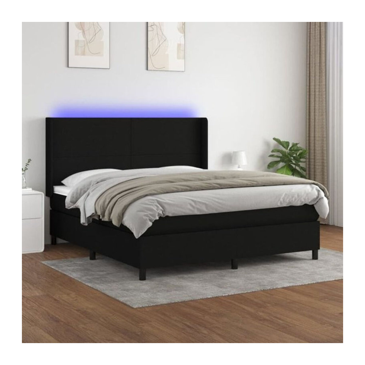 Vidaxl Boxspringbett mit Matratze aus Stoff in Schwarz B/T/H: 160 x 200 cm - Bild 1