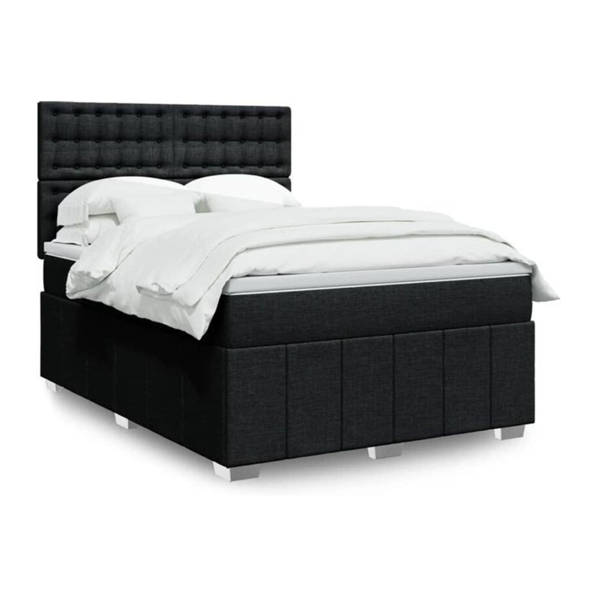 Vidaxl Boxspringbett mit Matratze aus Stoff in Schwarz B/T/H: 160 x 200 x 150,5 cm - Bild 1