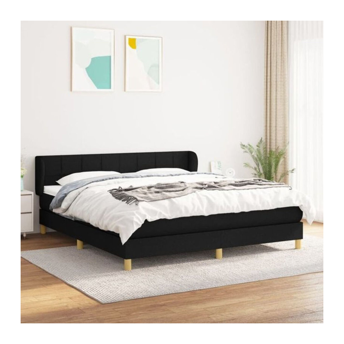 vidaxl Boxspringbett mit Matratze aus Stoff in Schwarz B/T/H: 160 x 200 x 78 cm - Bild 1