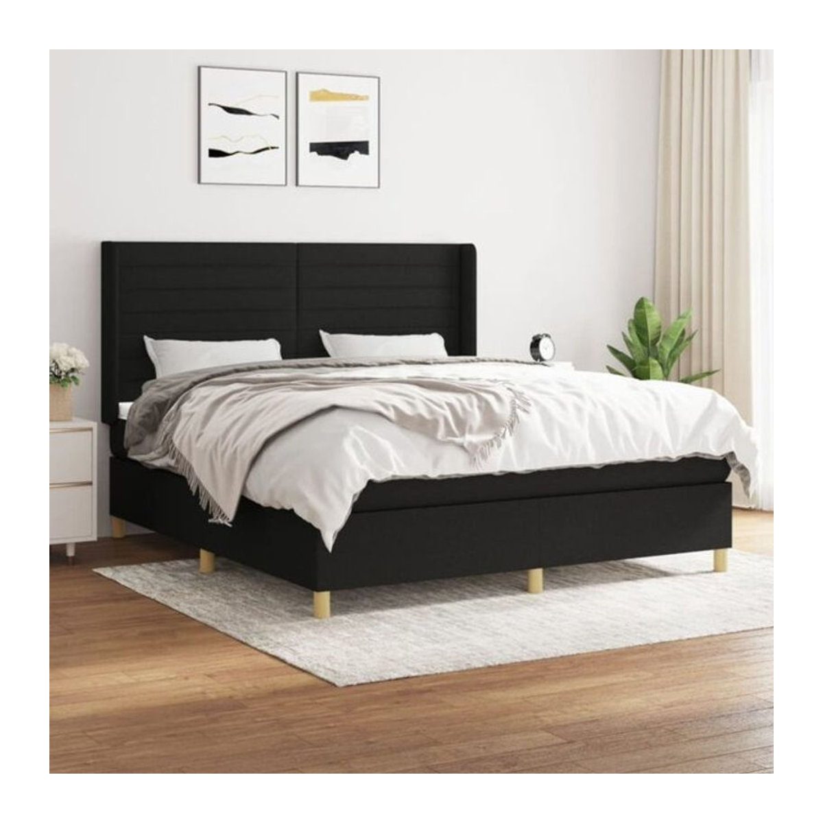 Vidaxl Boxspringbett mit Matratze aus Stoff in Schwarz B/T/H: 180 x 200 x 118 cm - Bild 1